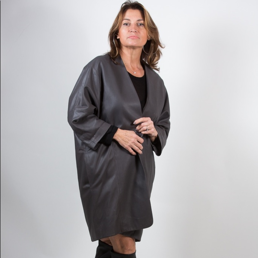 Leather long jacket size 8-10